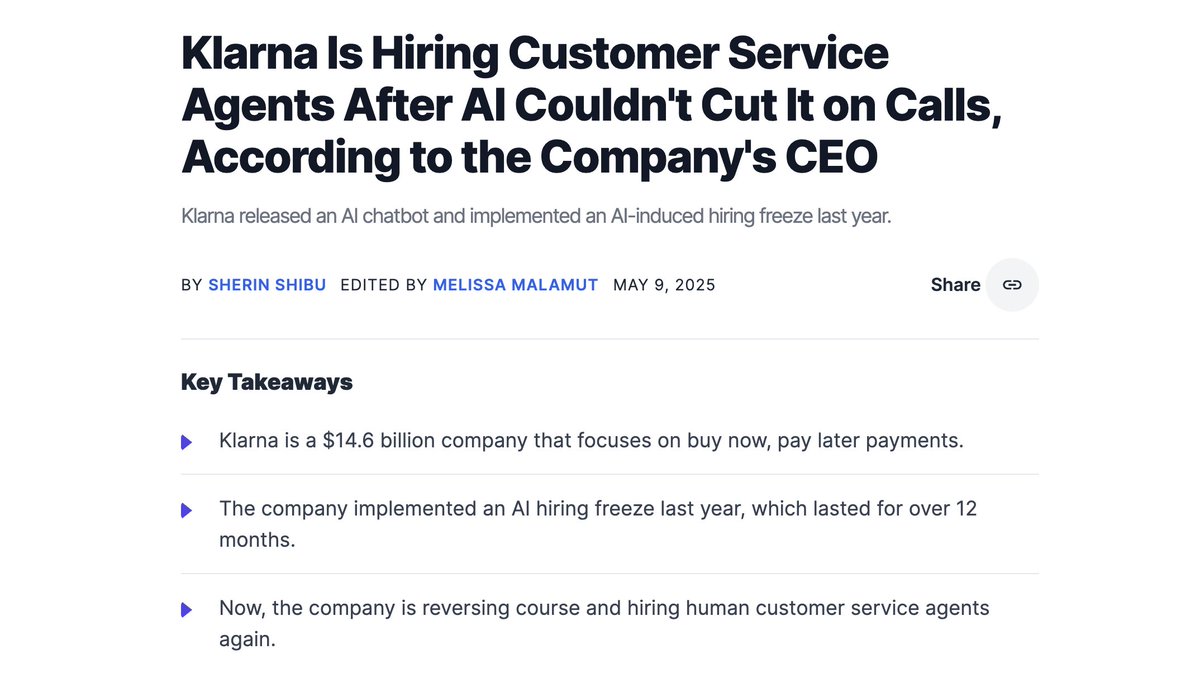 How it started: Pre S1 to pump up the stock price for IPO
How it's going: AI ➡️ humans for CS