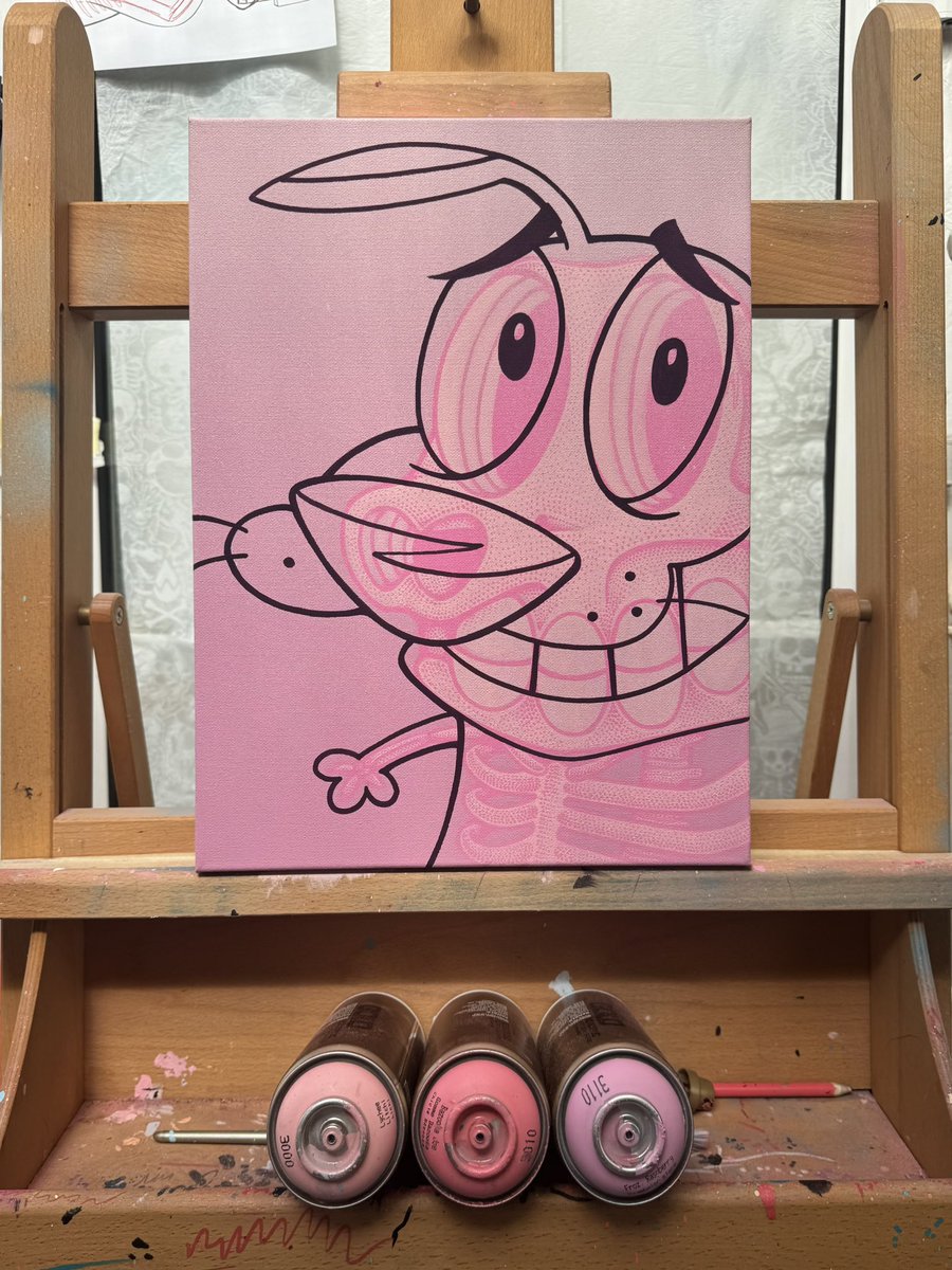 New one just wrapped up, FFO Courage the cowardly dog. 🩷🐶☠️