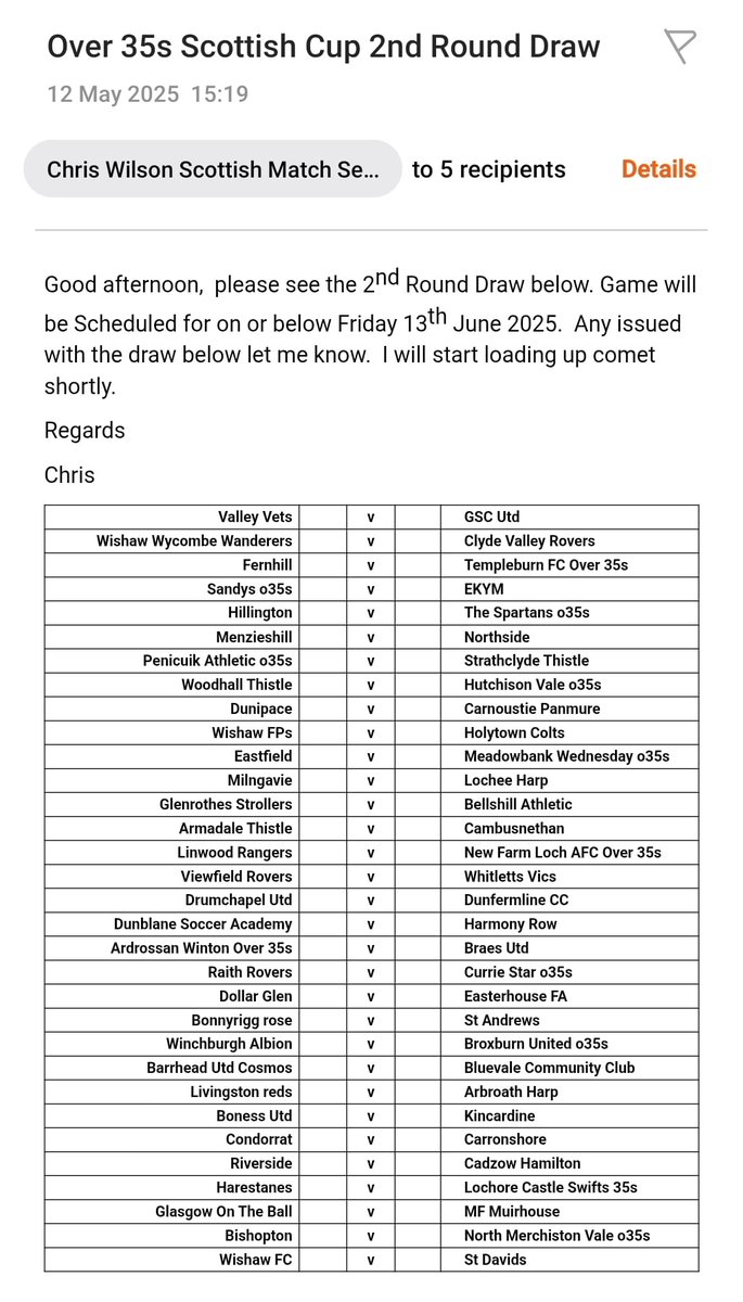 2nd round of Scottish Cup draw.