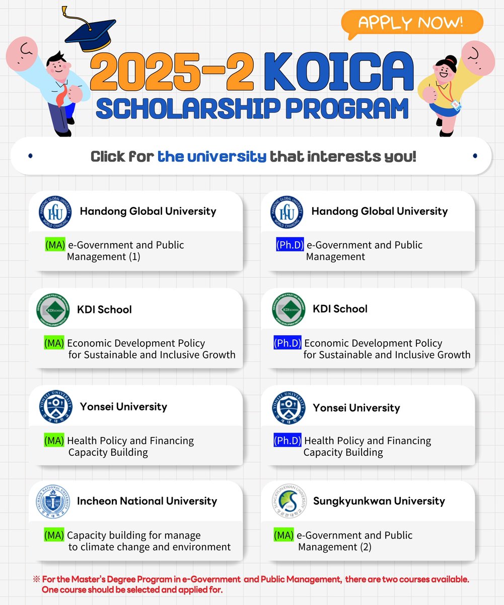 2da Convocatoria al Programa de Becas de Maestría &amp; Doctorado! – Atención funcionarios públicos ecuatorianos y  exbecarios de maestría!!🎓🇰🇷
Encuentra info aqui 👇
 drive.google.com/drive/folders/…

Aplicación: hasta el 20 de junio / 16:00
Consultas: Jorge Pinto (jpinto.koica@gmail.com)📧
