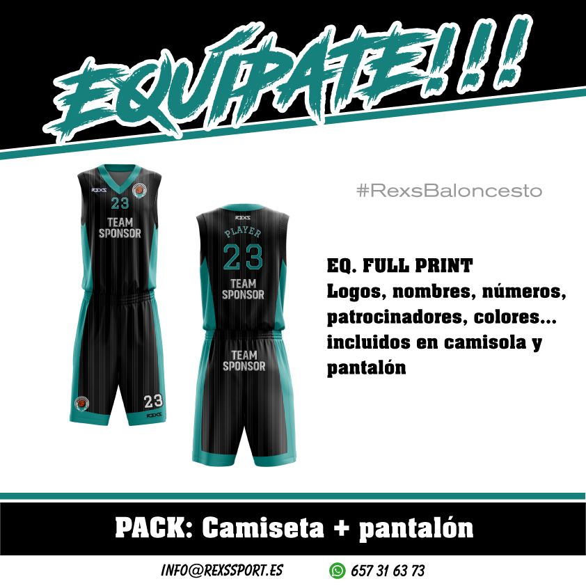 Viste tu equipación de #baloncesto con diseño personalizado 100% exclusivo
🏀 
Todos los logos, nombres, números, patrocinadores, colores... incluidos 
Equípate!!! para la próxima temporada 
#RexsSport #RexsBaloncesto #RexsPureImpact