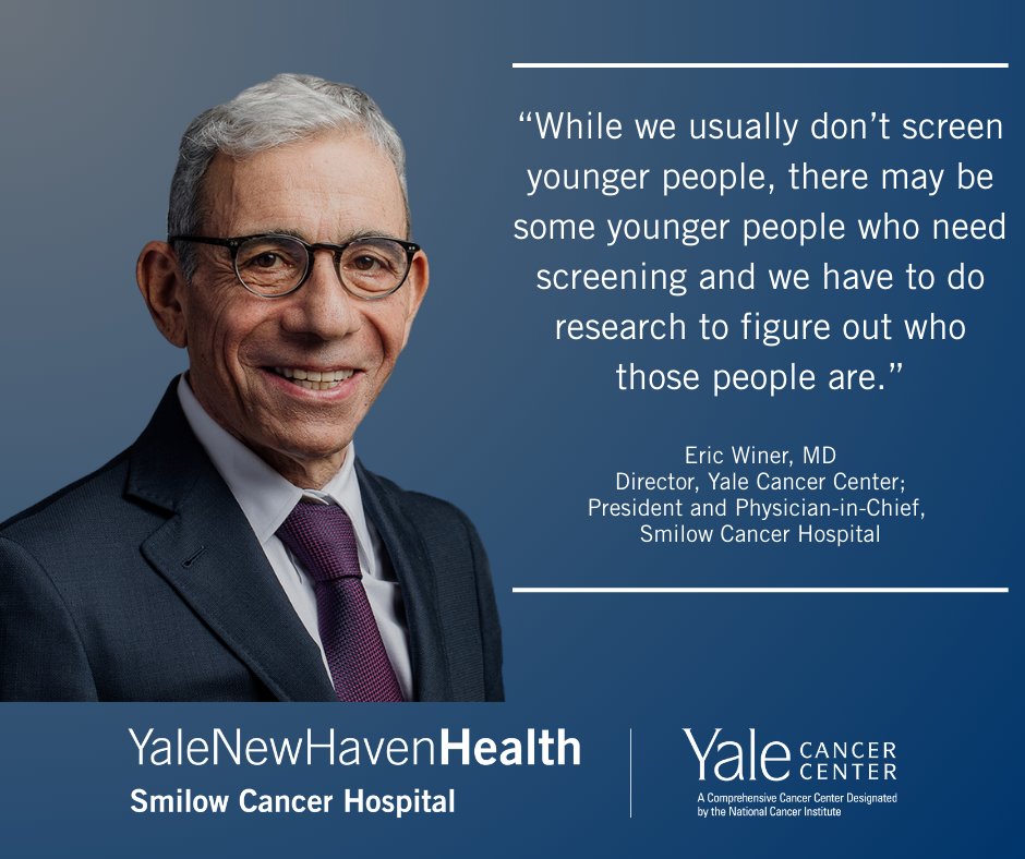 Yale Cancer Center (@yalecancer) on Twitter photo The # of younger adults diagnosed with #cancer is increasing and is concerning oncologists like <a href="/DrEricWiner/">Eric Winer, MD</a>. “While we usually don’t screen younger people, there may be some who need screening and we have to do research to figure out who those people are."
Watch: The # of younger adults diagnosed with #cancer is increasing and is concerning oncologists like <a href="/DrEricWiner/">Eric Winer, MD</a>. “While we usually don’t screen younger people, there may be some who need screening and we have to do research to figure out who those people are."
Watch: