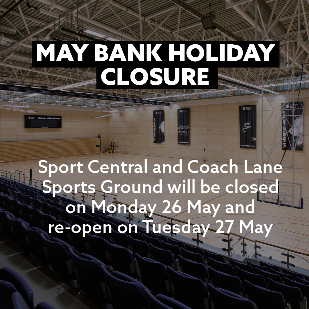 ❗MAY BANK HOLIDAY CLOSURE❗

Sport Central and Coach Lane Sports Ground will be closed on Monday 26 May and re-open on Tuesday 27 May.