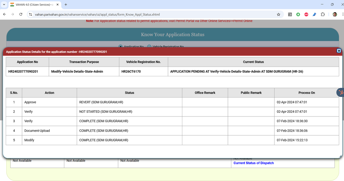 ____chintan____'s tweet photo. @ParivahanSewa @MORTHIndia @DC_Gurugram @cmohry
My S-Cross (HR26CT6170) RC - 2016 reg. still wrongly shows “Euro 2” (should be BS IV) due to RTO Gurugram data entry error. Correction app filed in Feb 2024, still pending after 15+ months &amp; several visits. Please resolve urgently! https://t.co/NffJavku2M