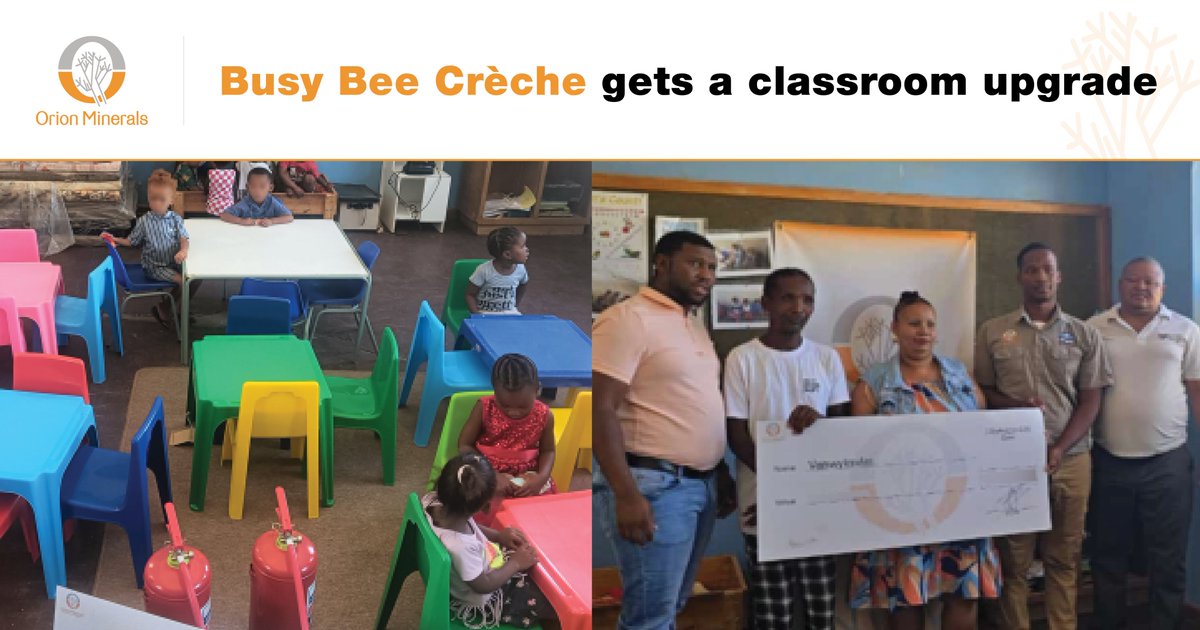 A brighter future starts with quality early education! Thanks to the funds raised at the Orion Minerals Golf Day, Busy Bee Crèche in Vanwyksvlei now has a fully equipped classroom for 23 young learners!
#OrionMinerals #GolfDay2024 #InvestingInChildren