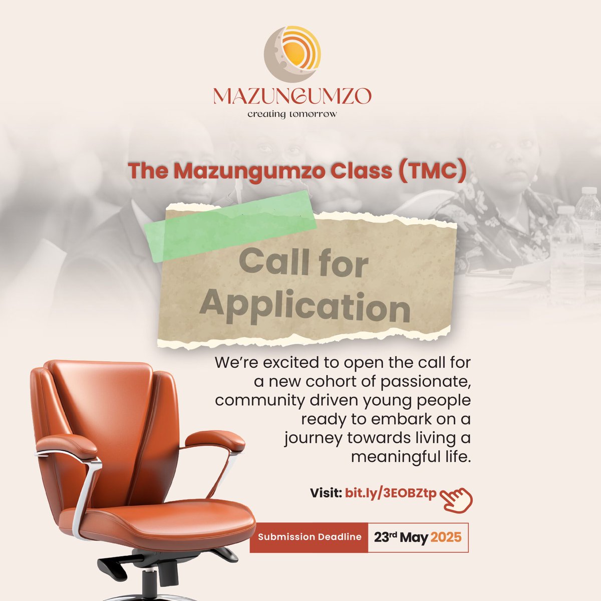 Mazungumzoclass's tweet image. 📢Ready to live a meaningful life? 

We are excited to  make this call to community builders or individuals seeking to live purposefully to join the 2025  Mazungumzo class cohort! 

 Apply via bit.ly/3EOBZtp 

Let’s create tomorrow together! 

#CreatingTomorrow