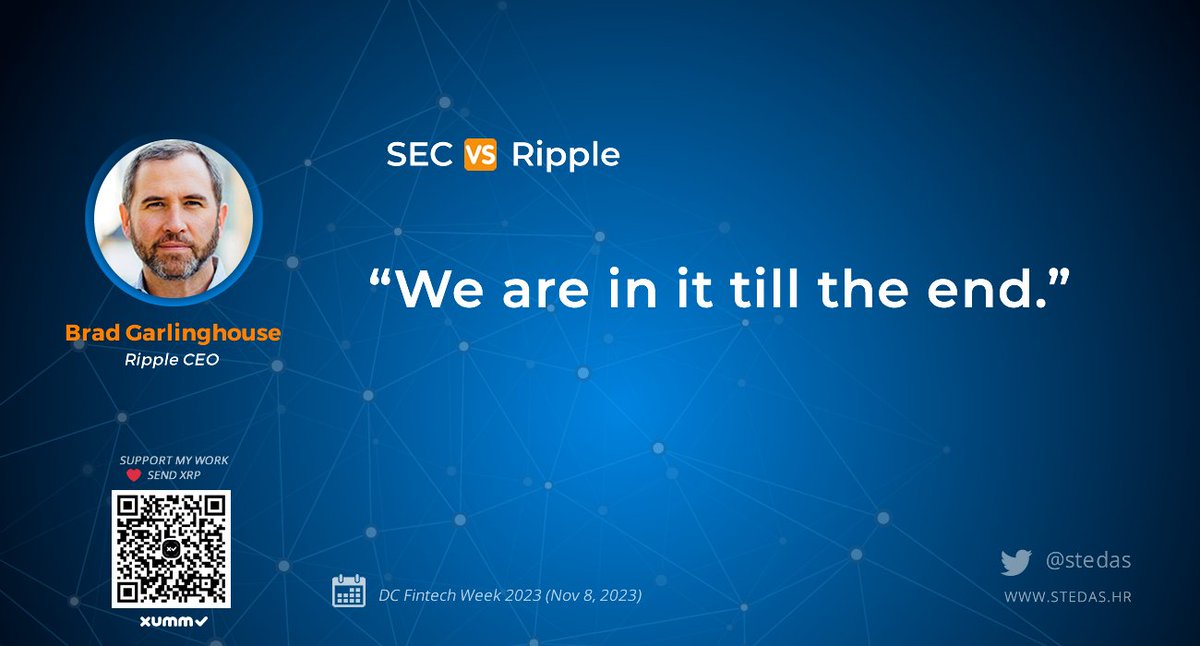 stedas's tweet image. SEC 🆚 Ripple
"We are in it till the end."
- Brad Garlinghouse, CEO @Ripple
$XRP #fintech