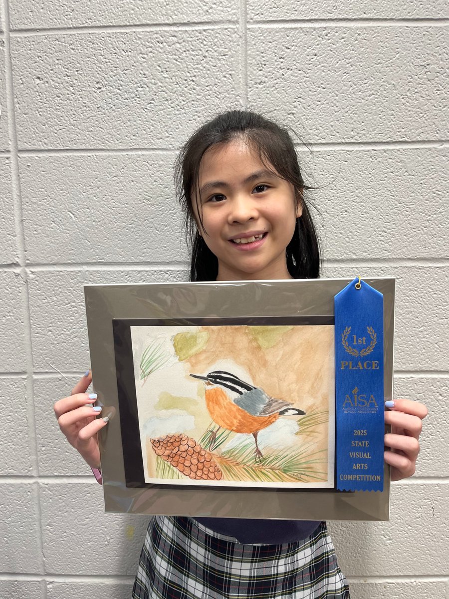 Big congratulations to Kaylen Yu for taking 1st place in the water-based category for 4th–5th grade at the AISA State Visual Arts Competition! We're so proud of your incredible talent! 🏆  #FaithFamilyFuture