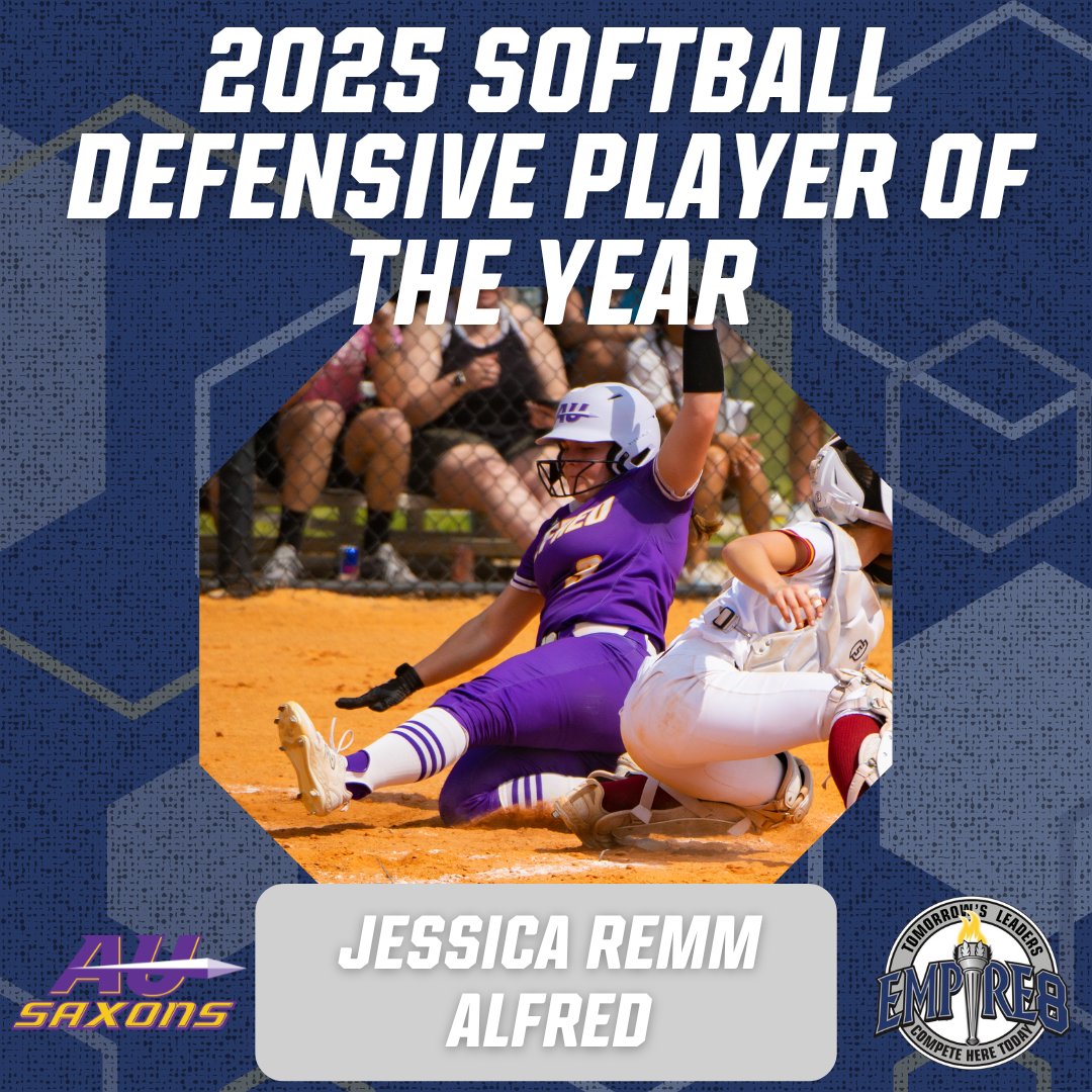 Empire 8 (@empire8) on Twitter photo Congrats to the first round of our 2025 #E8 Softball Award Winners!
Player of the Year Emily McManus
<a href="/FisherAthletics/">SJF Cardinals</a>
Pitcher of the Year Ainsley Evanteski
<a href="/FisherSoftball/">FisherSoftball</a>
Defensive Player of the Year Jessica Remm
<a href="/AUSaxons/">Alfred University Saxons</a>
#E8Proud #LeadersCompeteHere #WhyD3 Congrats to the first round of our 2025 #E8 Softball Award Winners!
Player of the Year Emily McManus
<a href="/FisherAthletics/">SJF Cardinals</a>
Pitcher of the Year Ainsley Evanteski
<a href="/FisherSoftball/">FisherSoftball</a>
Defensive Player of the Year Jessica Remm
<a href="/AUSaxons/">Alfred University Saxons</a>
#E8Proud #LeadersCompeteHere #WhyD3