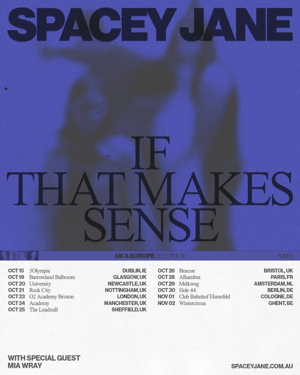Helloooo - some international tour updates for you. More than a few sold out dates in there already (wtf!?), plus second shows added and now on sale in Brooklyn, LA &amp; Chicago. They’re all moving so quickly &amp; we’re very grateful :’)

laylo.com/spacey_jane/m/…