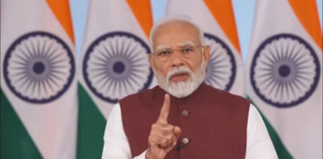 rohanduaT02's tweet photo. On Buddh Purnima, the auspicious day for peace, PM Modiji:

#Pakistan ki taiyaari #Seema par war ki thi,  Bharat ne ke #seene par war kiya hai

Sindoor ujaada, humne antakwad ke thikaane ujaad diye

#Khoon #paani saath nahi

Ceasefire permanent nahi - hint to Trump on soverignty https://t.co/Dz3FaJtJXk