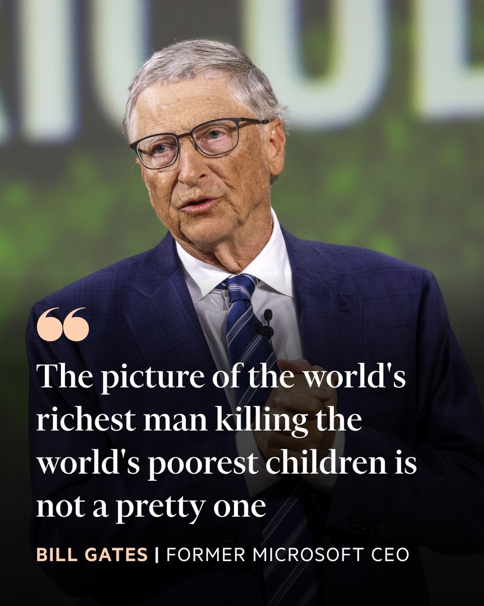 FT's tweet image. Bill Gates ratcheted up his feud with Elon Musk, accusing the world’s richest man of 'killing the world’s poorest children' through what he said were misguided cuts to US development assistance.

Listen to the FT's Economics Show for more: on.ft.com/3GK0ZCG