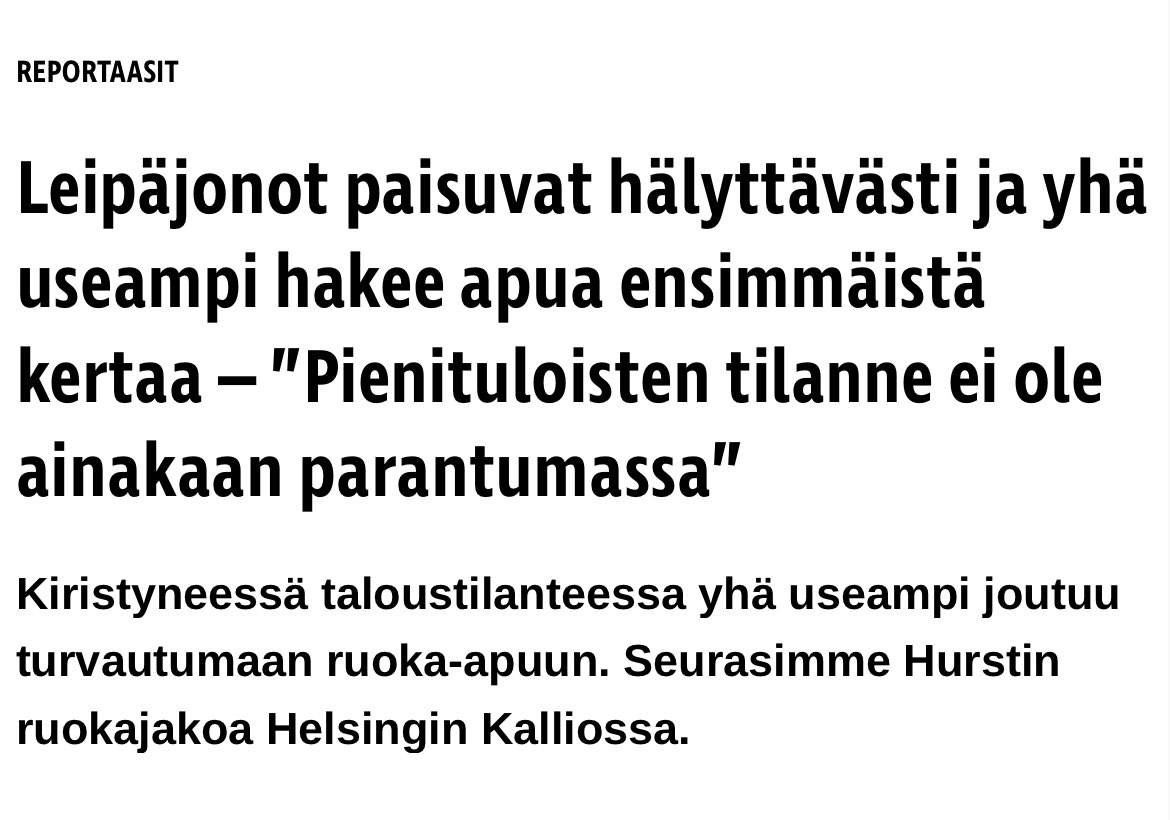 Ruoka-avun tarve on räjähtänyt käsiin.

Hursti kertoo ruokaa jonottavien määrän kasvaneen hälyttävästi viimeisen puolen vuoden aikana: perheellisiä, opiskelijoita ja työttömiä.

”Hakijoita on nyt joka jakokerralla nelisensataa enemmän syksyyn verrattuna”.
