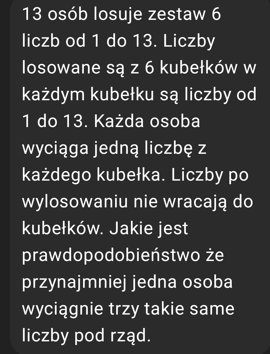 Marcinnol_'s tweet photo. @lukaszsochapl @__KS93__ @K_Stanowski @tvp_info @grok Masz. Nie jest to jakieś niesamowicie nieprawdopodobne. Maciak i Woch też wylosowali trzy takie same liczby, ale nie pod rząd https://t.co/TeapRrQaNO