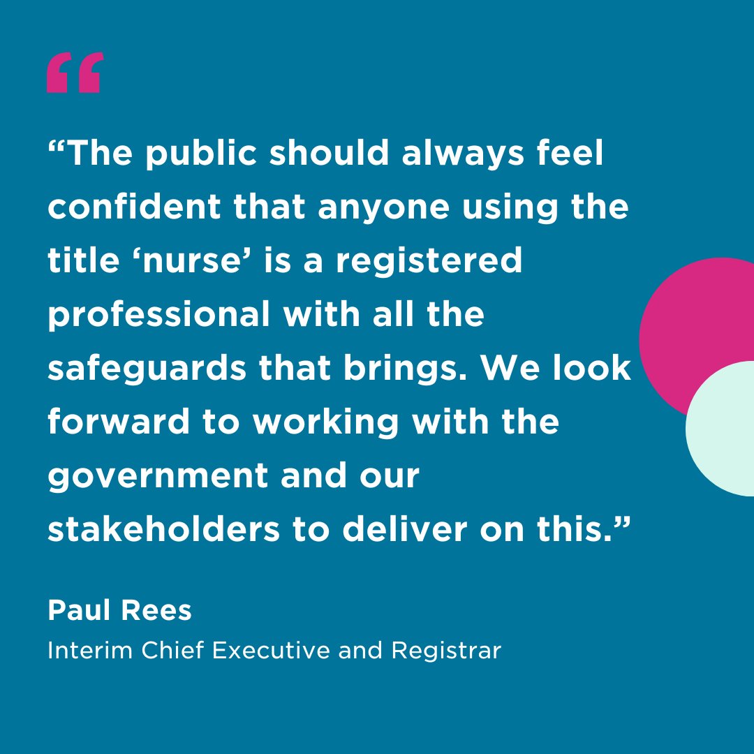 Nursing and Midwifery Council (@nmcnews) on Twitter photo We welcome <a href="/DHSCgovuk/">Department of Health and Social Care</a>'s announcement today that it will protect the title of 'nurse' in law.
Nursing is one of the country’s most trusted professions, and this change will help to make sure that nobody who is not on our register can abuse that trust. We welcome <a href="/DHSCgovuk/">Department of Health and Social Care</a>'s announcement today that it will protect the title of 'nurse' in law.
Nursing is one of the country’s most trusted professions, and this change will help to make sure that nobody who is not on our register can abuse that trust.