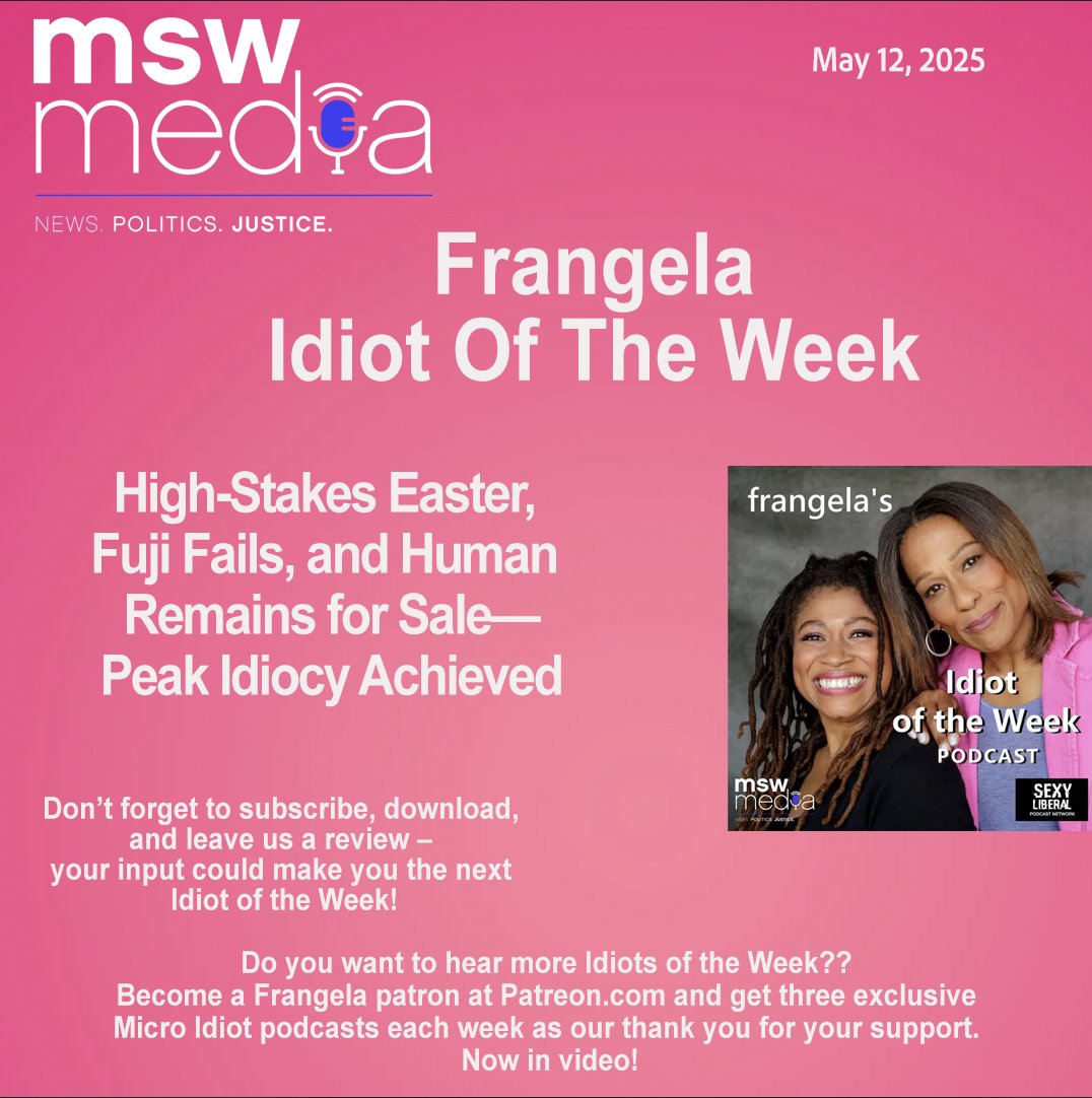 ICYMI: #IdiotOfTheWeek podcast with <a href="/frangeladuo/">Frangela</a>! #MSWMedia

🚨Please subscribe to #IdiotOfTheWeek. Frangela's other show, #TheFinalWord is on a different podcast feed. Make sure to subscribe to both.

Subscribe to #IOTW here 🔽Listen: podcasts.apple.com/us/podcast/hig…