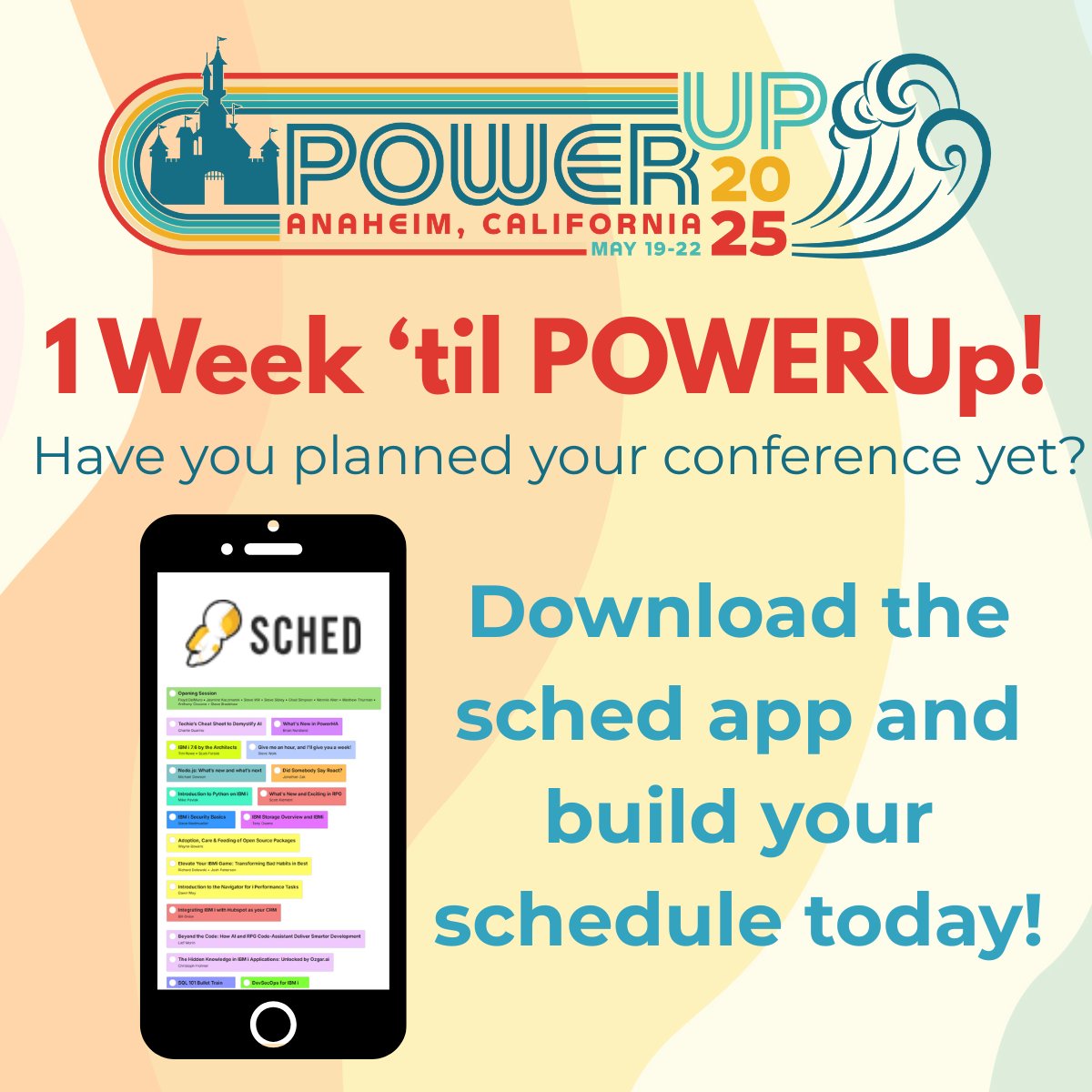 The countdown is on! 🚀 Just one week until #POWERUp2025 kicks off! Have you set your schedule yet? 

We can't wait to see our #COMMONcommunity in person next week! 🙌

👉 hubs.ly/Q03l_tPP0

#COMMONeducation #techeducation #IBMi #IBMieducation #Anaheim #Disneyland