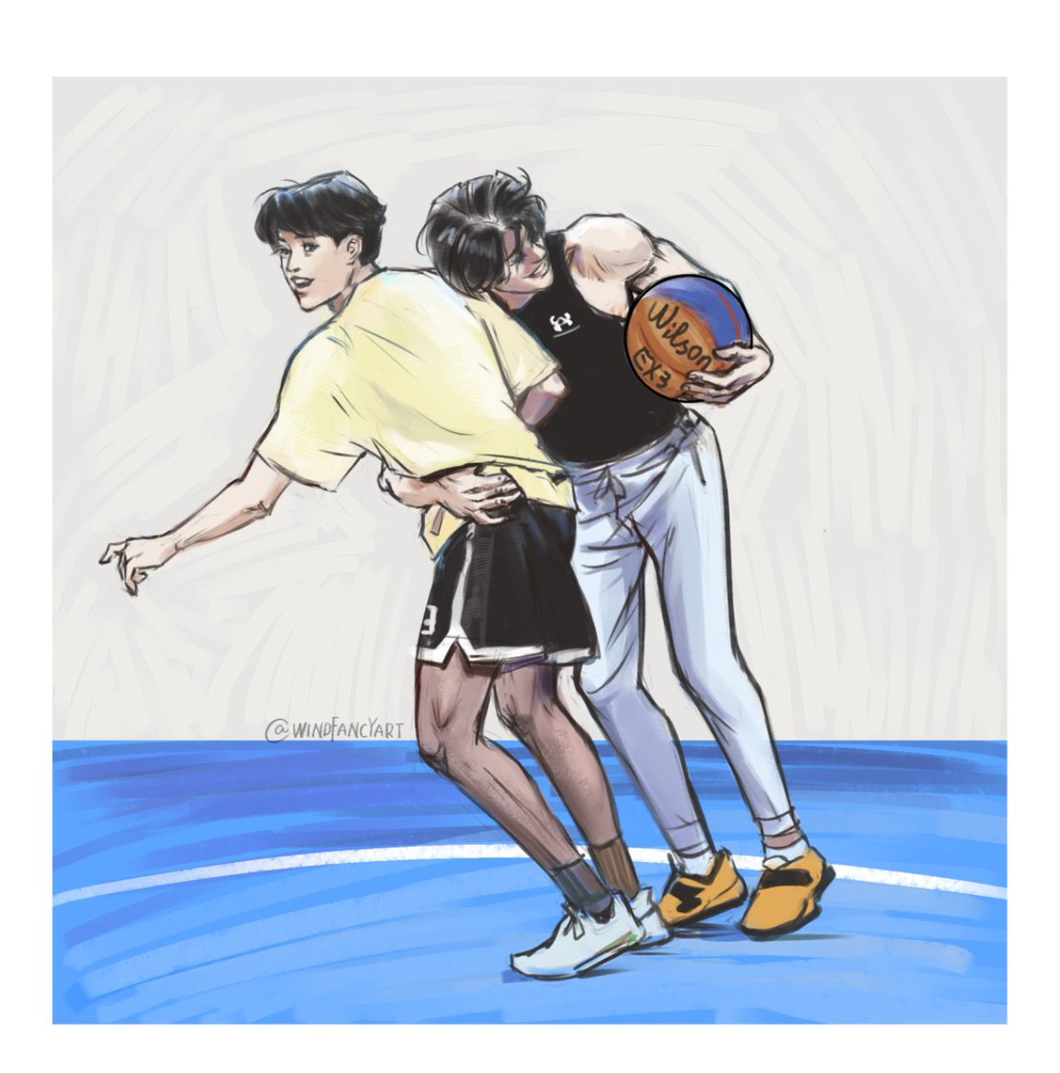 I just want to feel Joss's happiness with my drawing 
and I think I did it!!😆😆
🐻💓🐧+🏀
#จอสกวิน #JossGawin 
#JossGawinFanArt