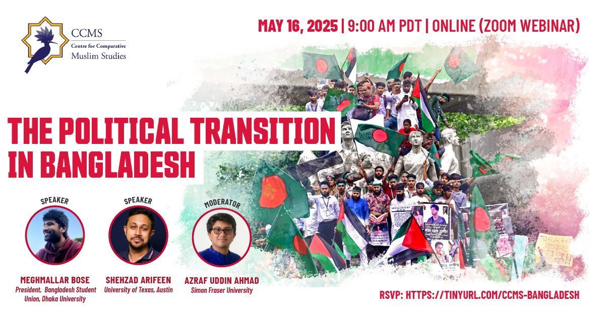 Nearly a year after the July Revolution in Bangladesh, we are happy to host three brilliant scholar-activists for a discussion on the most significant rupture in the political life of Bangladesh in recent memory. RSVP for May 16, 2025 at 9 am PDT! buff.ly/3jTwQCG
