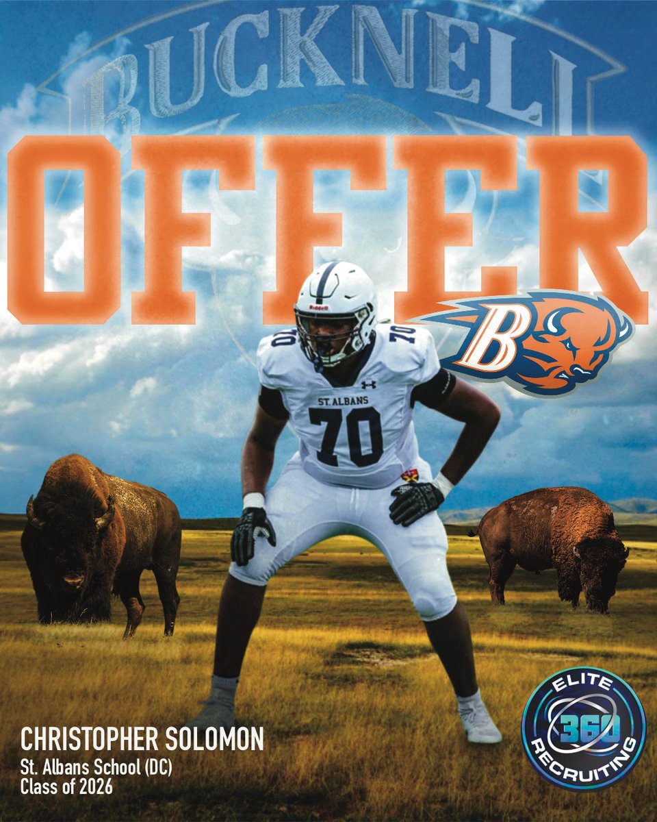 ELITE 360 Recruiting (@elite360recruit) on Twitter photo 🚨🚨 🅾️FFER ALERT!! 🚨🚨
CONGRATULATIONS to 2026 Elite 360 prospect <a href="/ChrisSolo70/">Christopher Solomon</a> on receiving his 6th Division 1 offer from Bucknell University! #beELITE
elite360recruiting.com 🚨🚨 🅾️FFER ALERT!! 🚨🚨
CONGRATULATIONS to 2026 Elite 360 prospect <a href="/ChrisSolo70/">Christopher Solomon</a> on receiving his 6th Division 1 offer from Bucknell University! #beELITE
elite360recruiting.com