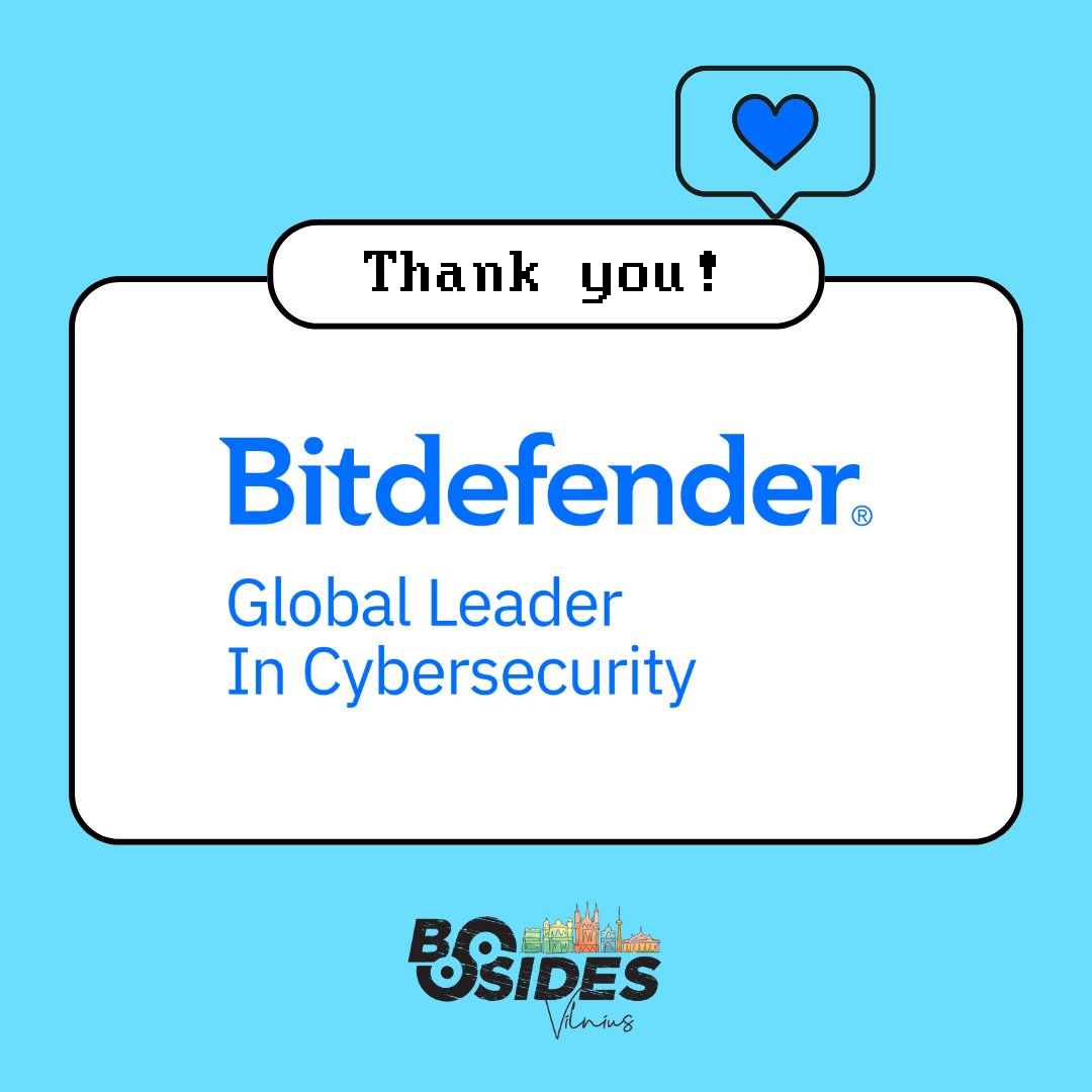 We’re excited to welcome <a href="/Bitdefender/">Bitdefender</a> as a sponsor of #BSidesVilnius2025! 🛡️
As a global #cybersecurity leader, they’re not only fighting digital threats but also supporting the #infosec community. Glad to have them on board!