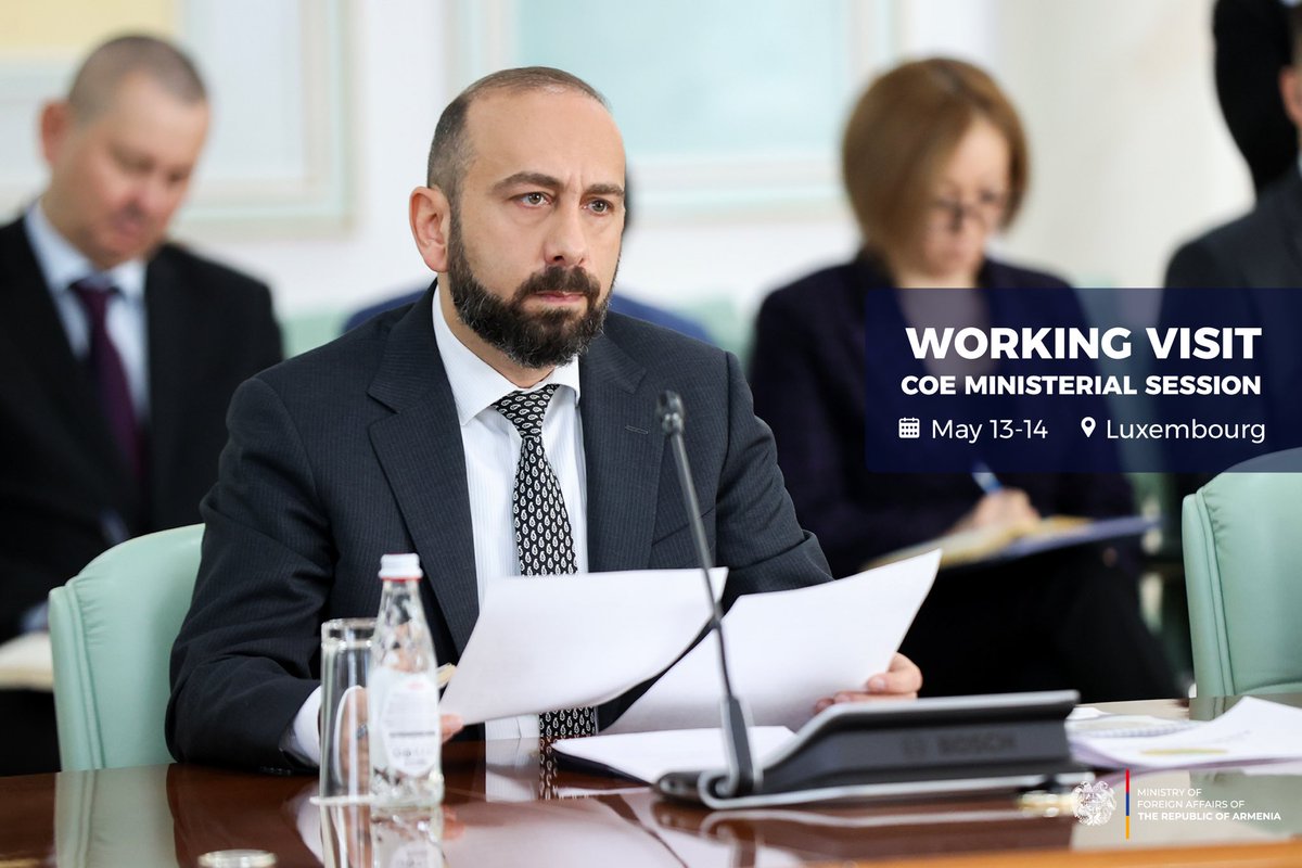 Ani Badalyan, 🇦🇲 MFA Spokesperson (@armspoxmfa) on Twitter photo 📢 On May 13-14, 🇦🇲FM <a href="/AraratMirzoyan/">Ararat Mirzoyan</a> will pay a working visit to #Luxembourg.
Minister Mirzoyan will participate in the 134th Ministerial Session of the <a href="/coe/">Council of Europe</a>.
Bilateral meetings with CoE officials & counterparts from other countries are also scheduled. 📢 On May 13-14, 🇦🇲FM <a href="/AraratMirzoyan/">Ararat Mirzoyan</a> will pay a working visit to #Luxembourg.
Minister Mirzoyan will participate in the 134th Ministerial Session of the <a href="/coe/">Council of Europe</a>.
Bilateral meetings with CoE officials & counterparts from other countries are also scheduled.