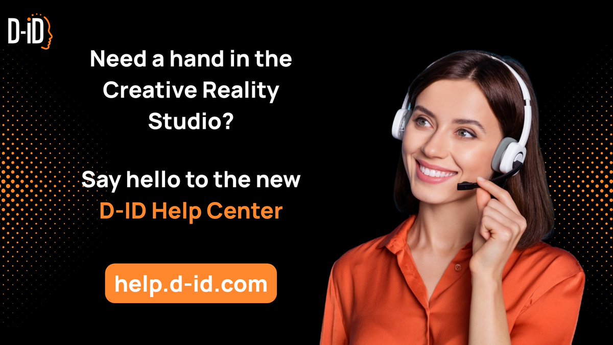 We’ve just opened the doors to the D-ID Help Center, a self-serve library built for creators like you.

Inside you’ll find:

👣 Step-by-step guides to every Studio feature, from first avatar to final export.

❓ In-depth FAQs that surface the answers our team fields most often.