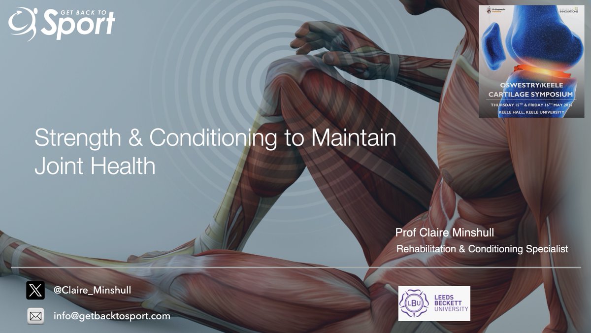 Dr Claire Minshull (@claire_minshull) on Twitter photo Looking forward to presenting at the <a href="/OrthoInstitute/">Orthopaedic Institute</a> Keele/Oswestry annual cartilage symposium this week.
Thinking through the opportunities we have for joint health preservation as we age, become injured etc ...
In addition to <a href="/JApproach/">Joint Approach</a> for OA management in later life, we Looking forward to presenting at the <a href="/OrthoInstitute/">Orthopaedic Institute</a> Keele/Oswestry annual cartilage symposium this week.
Thinking through the opportunities we have for joint health preservation as we age, become injured etc ...
In addition to <a href="/JApproach/">Joint Approach</a> for OA management in later life, we