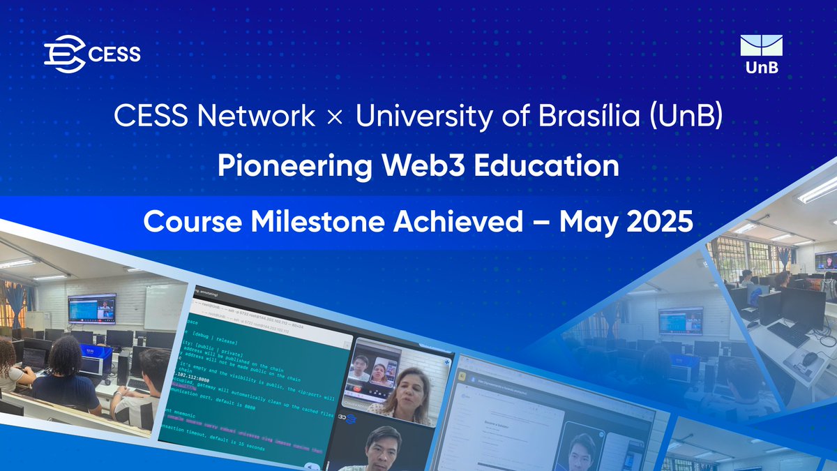 🎓 Halfway Milestone Achieved! #CESS Network × University of Brasília (UnB) #Web3 course has reached a major milestone this May!

Students from UnB are actively diving into decentralized data value infrastructure, learning how CESS empowers the next generation of Web3 with