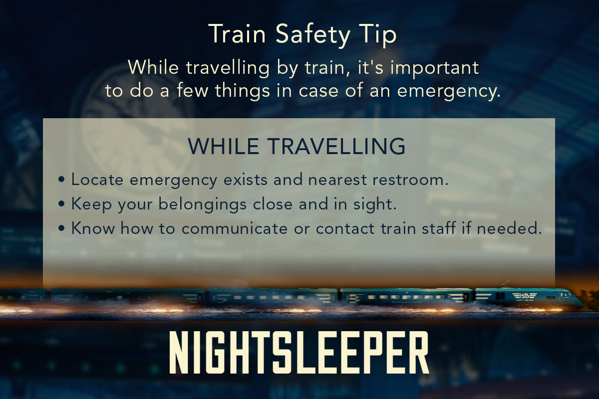 Train Safety Tips🚆

While travelling by train, it's important to do a few things in case of an emergency. Review these helpful safety tips!

The Season FINALE of Nightsleeper Premieres Thursday, May 15 at 9pm ET on Super Channel Fuse. Catch up with past Episodes anytime On