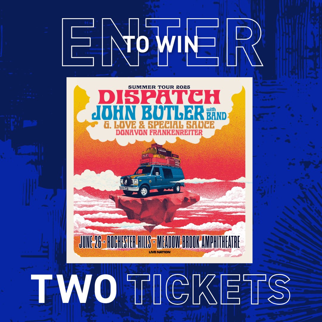 Meadow Brook Amphitheatre (@meadowbrookamp) on Twitter photo We're Not Messin' around! You can win TWO tickets to see Dispatch on June 26!
Fill out this form to enter- bit.ly/43qEr2s
For additional entries:
1. Follow <a href="/MeadowBrookAmp/">Meadow Brook Amphitheatre</a> on Twitter
2. Tag a friend you would bring to the show!
Hurry, the giveaway ends Friday at 11AM! We're Not Messin' around! You can win TWO tickets to see Dispatch on June 26!
Fill out this form to enter- bit.ly/43qEr2s
For additional entries:
1. Follow <a href="/MeadowBrookAmp/">Meadow Brook Amphitheatre</a> on Twitter
2. Tag a friend you would bring to the show!
Hurry, the giveaway ends Friday at 11AM!