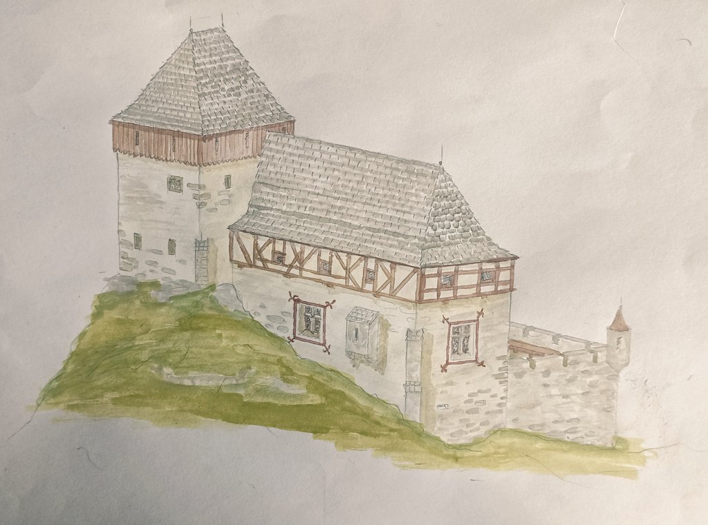 wojczym's tweet image. Castle from the 14th century. Work done in watercolors. #medieval #watercolor #architecture