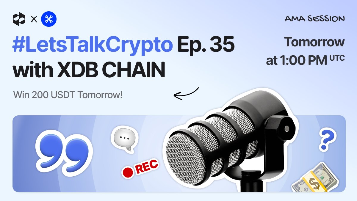 Join us for an epic AMA session <a href="/letsexchange_io/">LetsExchange</a> and <a href="/XDBchain/">XDB CHAIN</a> !

🗓 May 13 | 🕐 1 PM UTC

🎙 #LetsTalkCrypto, Episode 35

🎁 4 winners will get 50 USDT each for the best question!

To participate: retweet the Space and drop your question in the comments.