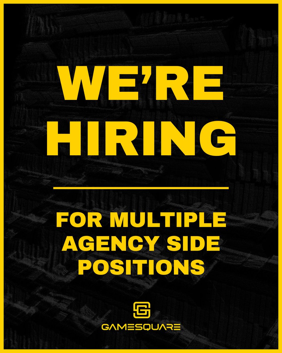GameSquare Holdings Inc. (@gsqholdings) on Twitter photo We're looking for superstars to join the GameSquare team in the following areas:
๐น Sales (agency services)
๐น Strategy (digital & youth culture)
๐น Design & Creative
๐ Dallas preferred (hybrid)
โ
Agency experience required
Send your resume and interest to jobs@gamesquare.com We're looking for superstars to join the GameSquare team in the following areas:
๐น Sales (agency services)
๐น Strategy (digital & youth culture)
๐น Design & Creative
๐ Dallas preferred (hybrid)
โ
Agency experience required
Send your resume and interest to jobs@gamesquare.com