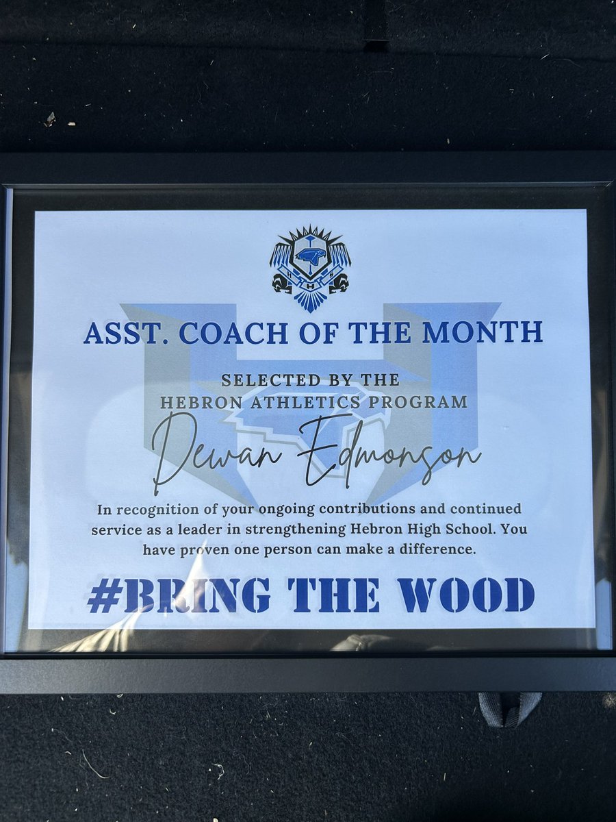 Blessed and honored to teach and coach here at Hebron. Thank you <a href="/CoachTowels/">J. Towels III</a>
