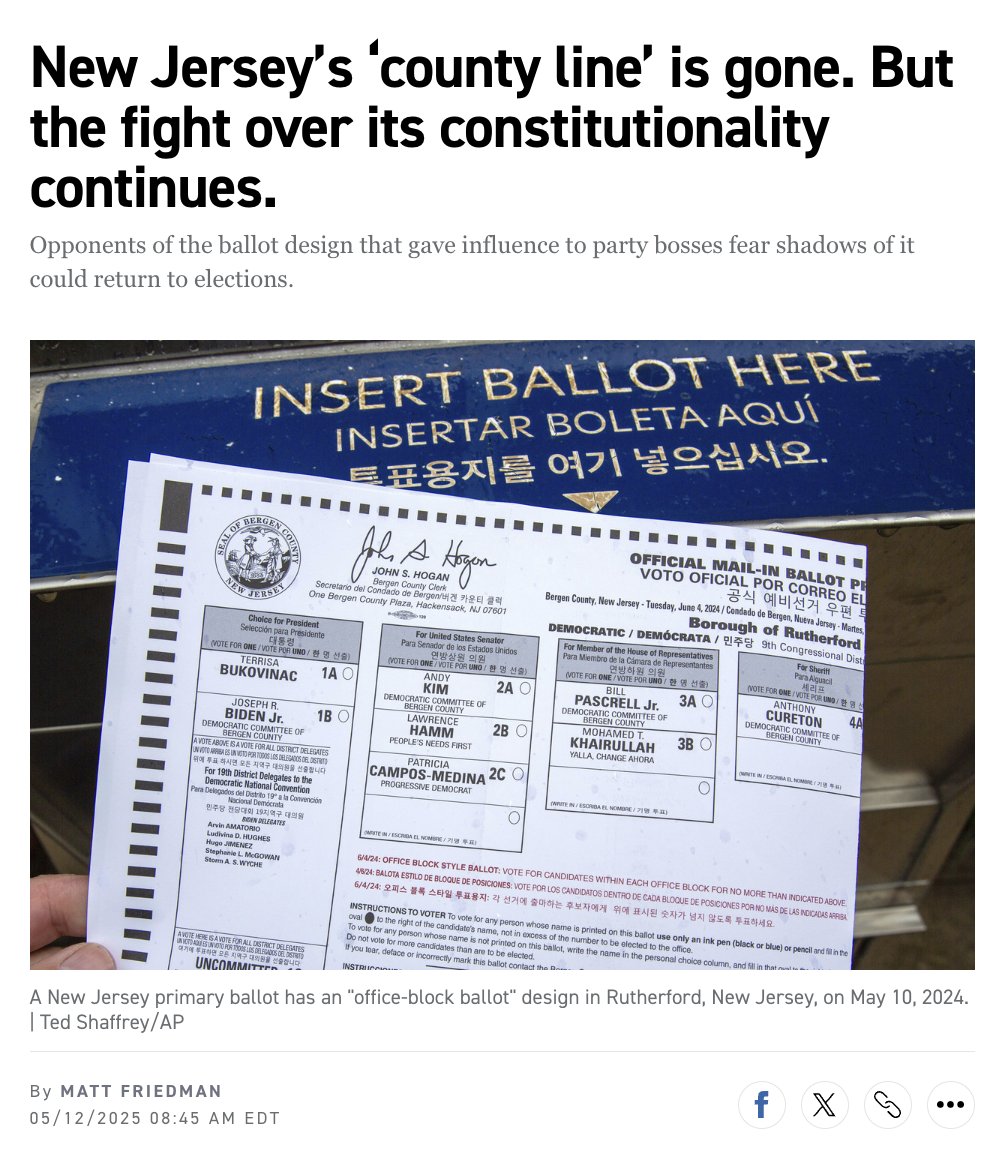 New Jersey's county line is dead. Or is it? Despite the new law mandating office block ballots, the court fight over the line's constitutionality continues, and a county GOP chair has expressed a desire to try to bring it back.