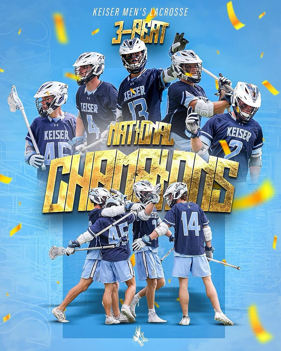 Just in case you missed it…
THE SEAHAWKS COMPLETE THE THREEPEAT!!
Keiser Lacrosse are National Champions once again — proving what it means to #DefendTheBeach!