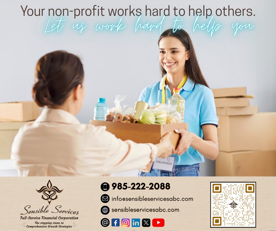 SSABCLLC's tweet image. Your non-profit works hard to help others. Who is working for you?
Let Sensible Services keep your business running smoothly and within the law. Contact them today!
#nonprofitorganization #nonprofitaccounting #accounting #accountingservices #finances #business #businessowner