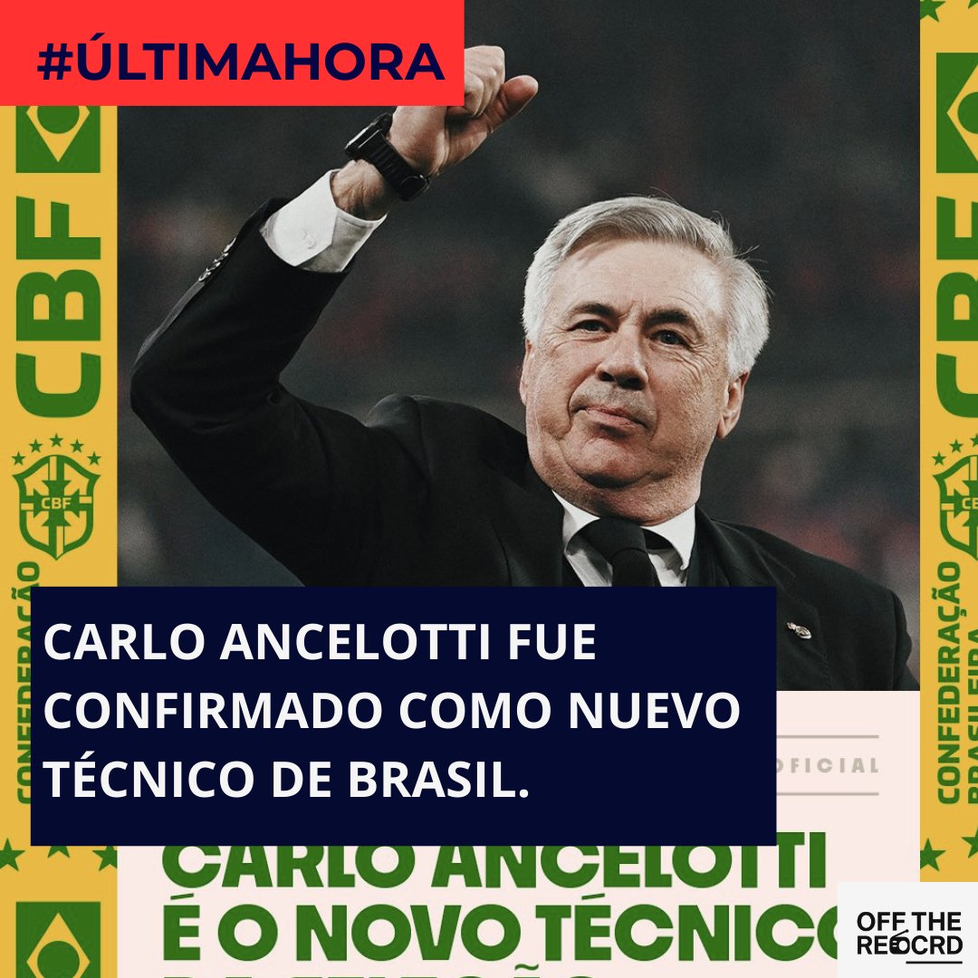 La Confederación Brasileña de Fútbol confirmó  este lunes la contratación del técnico italiano Carlo Ancelotti como nuevo seleccionador nacional, marcando un hecho histórico para la Canarinha. Ancelotti se convierte así en el primer entrenador extranjero en asumir el cargo.
