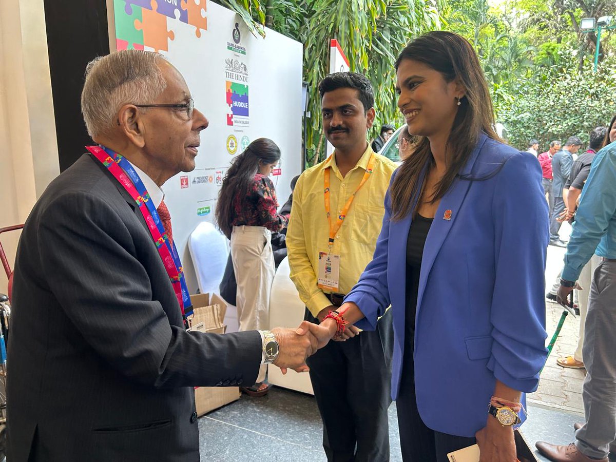 "Truly honored to meet and interact with Mr. M.K. Narayanan, former National Security Advisor of India. A rare opportunity to gain insights from one of the sharpest minds in national security and diplomacy. 🇮🇳🙏 
 #InspiringConversation #Leadership #thehindu #advisor #security