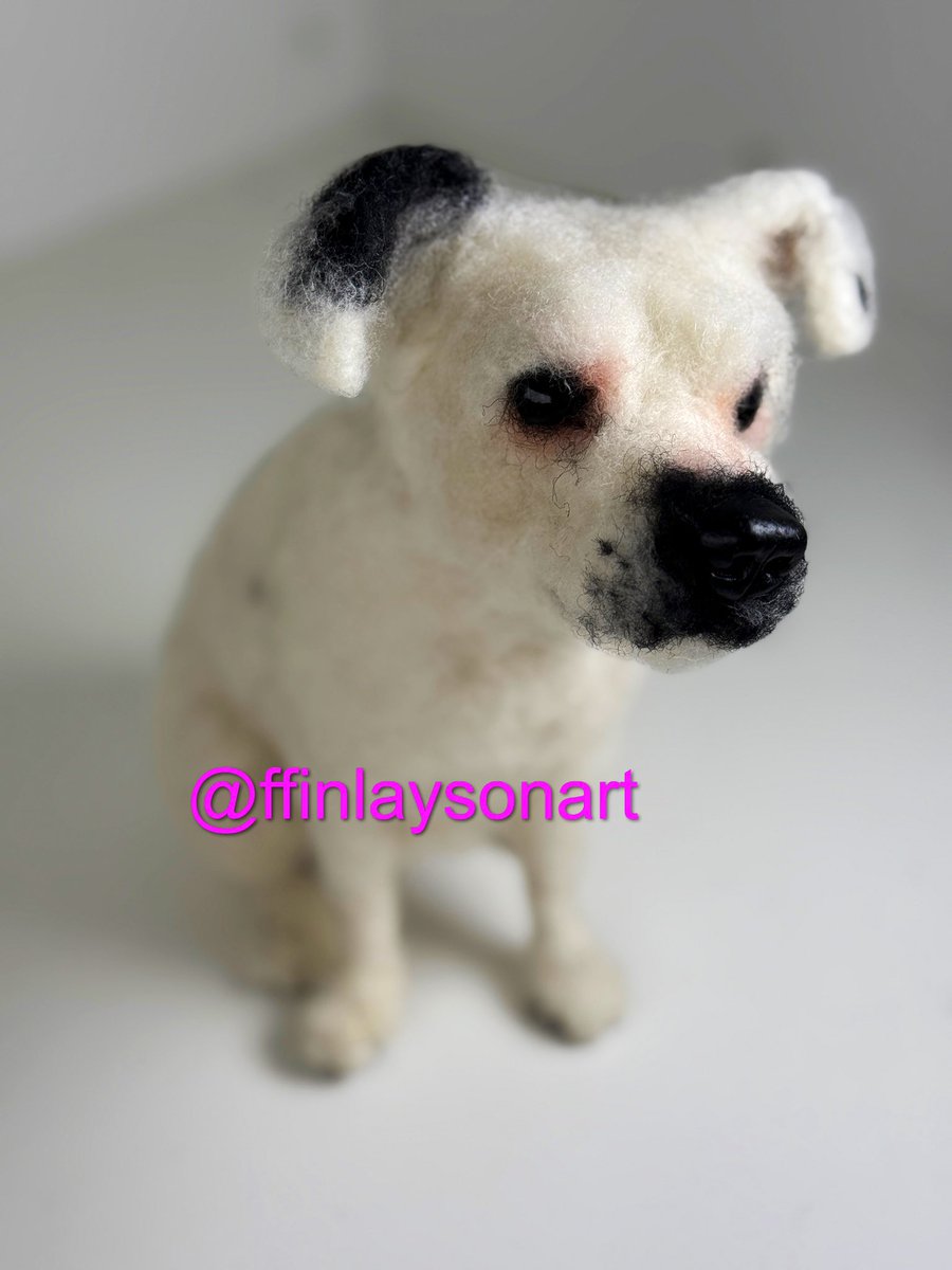 A needle felted Bull terrier