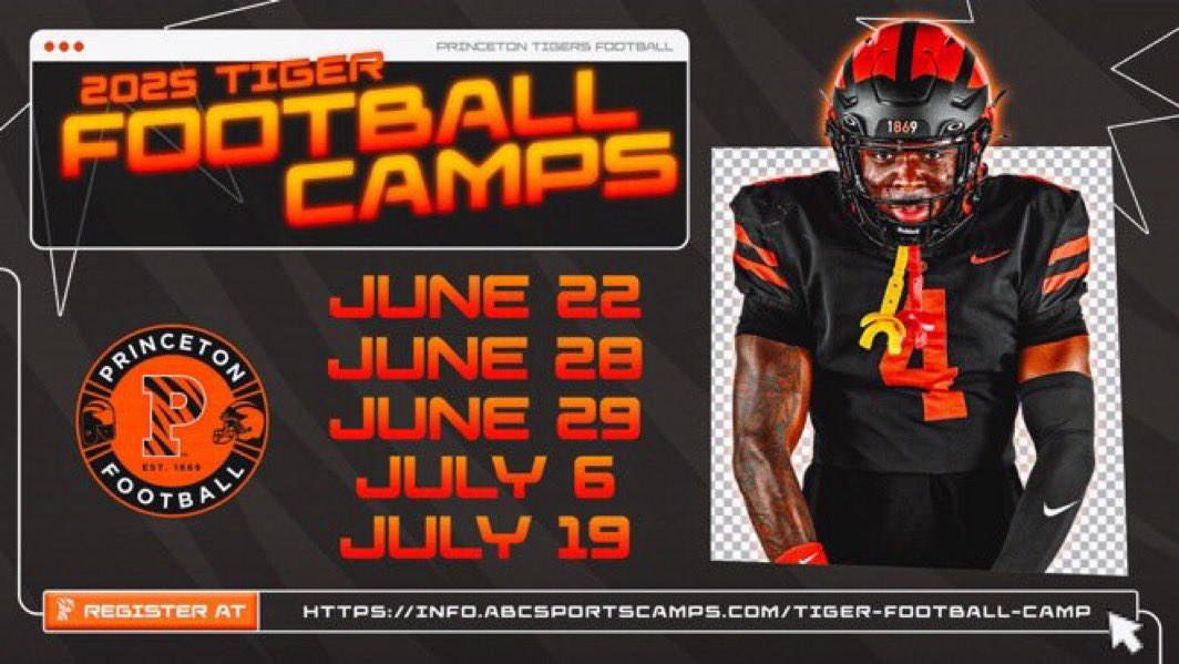Huge thanks to <a href="/SVerbit/">Stephen Verbit</a> and <a href="/PrincetonFTBL/">Princeton Football</a> for the camp invite !