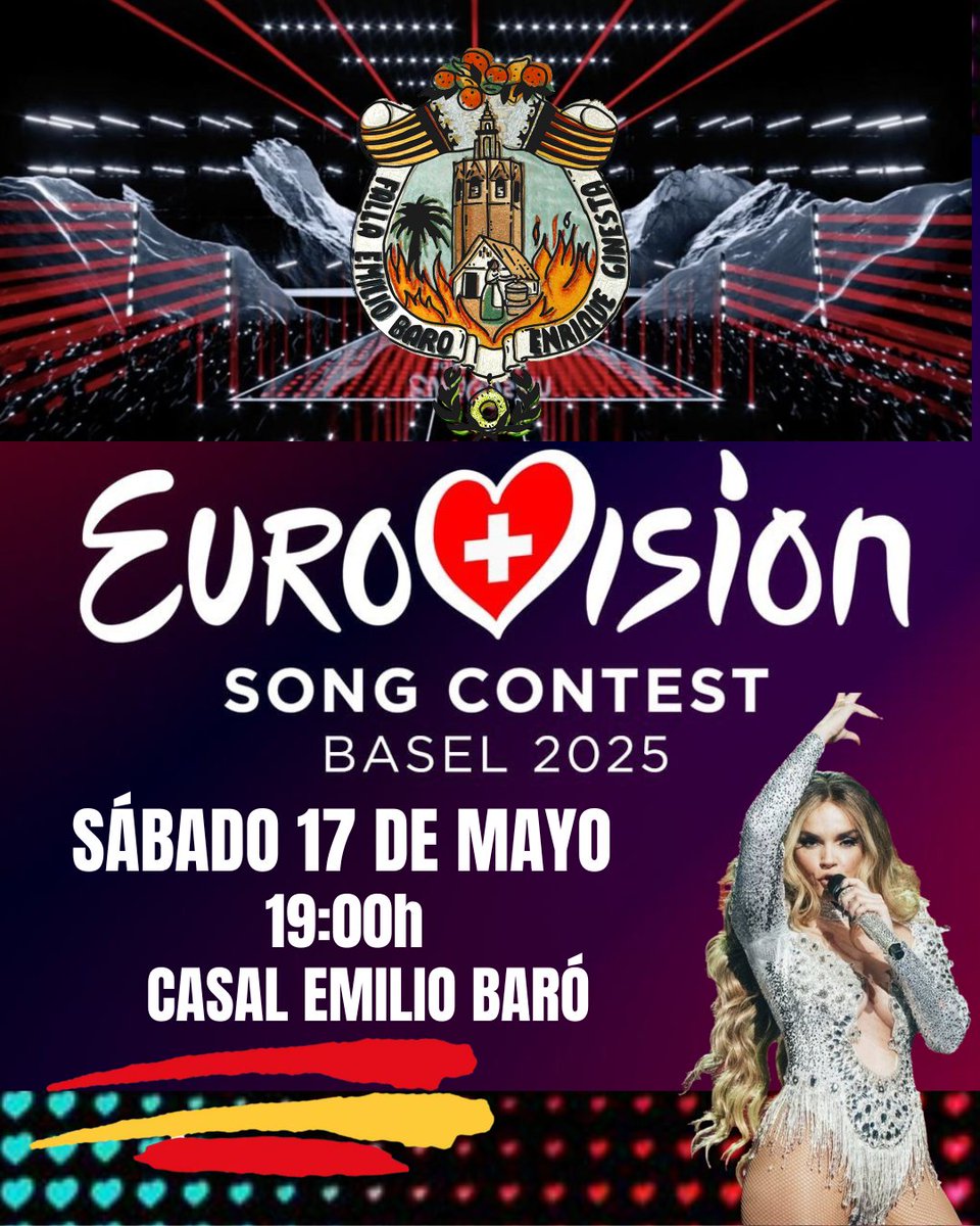 ¡Atención, comisión fallera!

El día 17 de mayo, el casal estará abierto para todos los falleros que quieran venir a disfrutar de la emoción de Eurovisión en directo. ¡Venid a pasar un buen rato con nosotros!
- Fecha: 17 de mayo
- Lugar: El casal
- Hora: 19:00