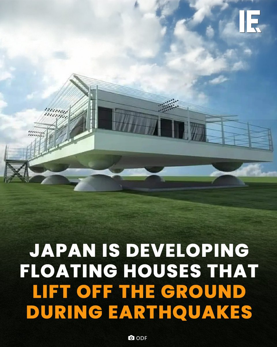In earthquake-prone Japan engineers are testing homes that briefly lift off the ground when tremors hit. Developed by Air Danshin Systems the tech uses sensors and air compressors to create a cushion of air under the house reducing quake damage. After the shaking stops the house