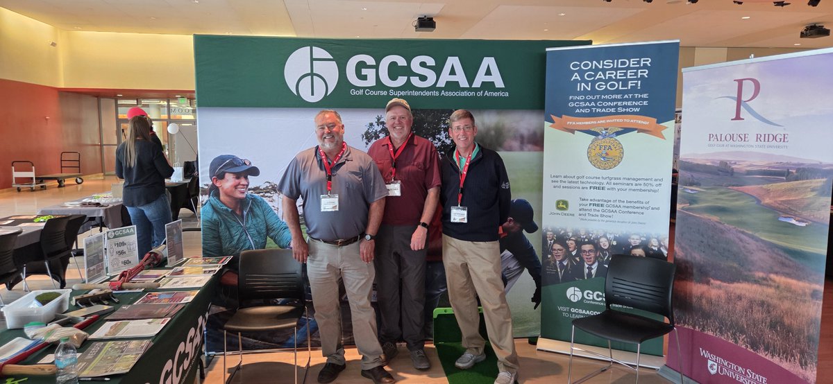 Thanks to this great group of superintendents — Mike Bednar (Palouse Ridge GC), Mike Kingsley (Retired) and Jeff Gullikson, CGCS (Kalispel Golf &amp; CC), for also assisting with the Wash. State FFA Booth!