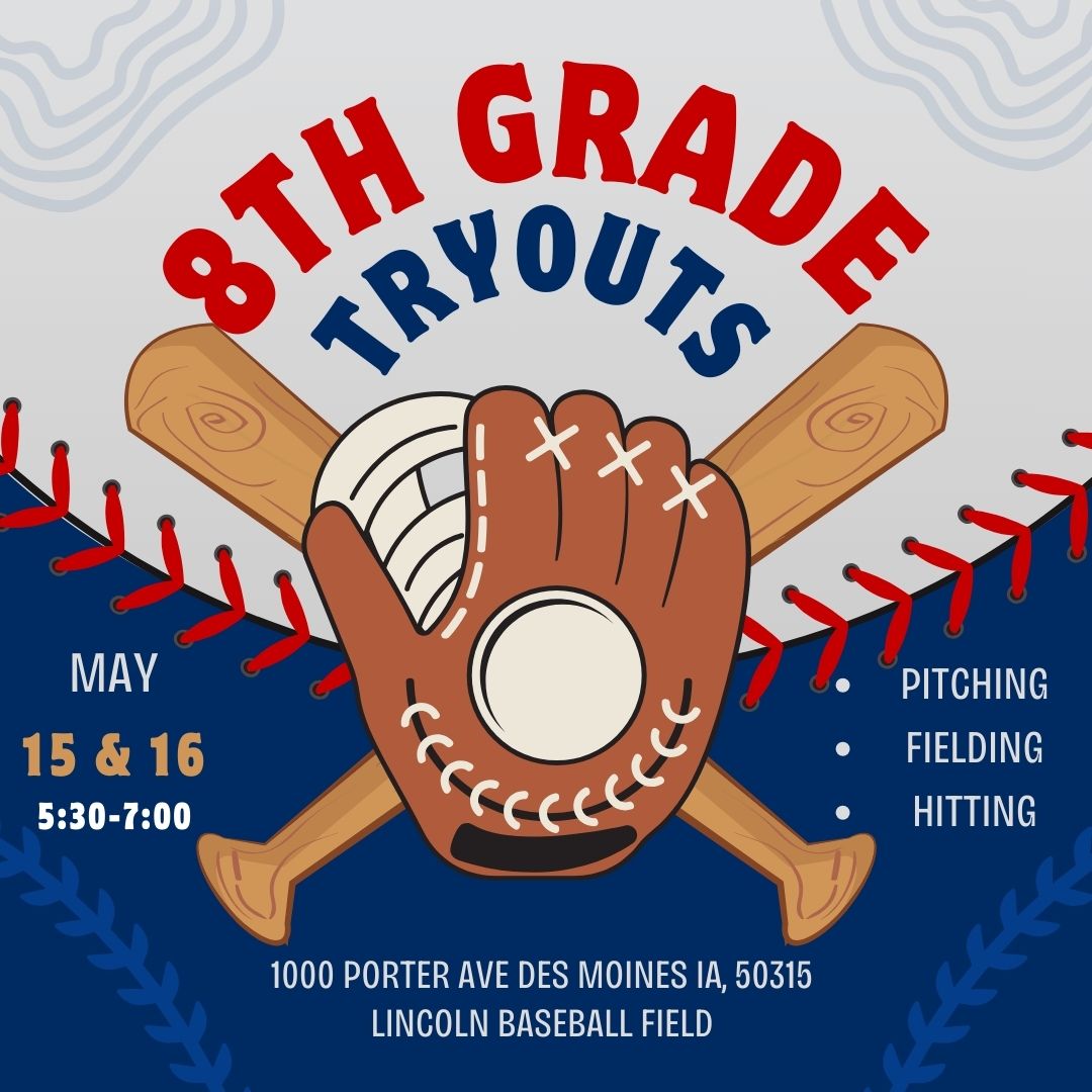 8th grade tryouts for Lincoln High School Baseball will be this Thursday and Friday. 5:30-7:00