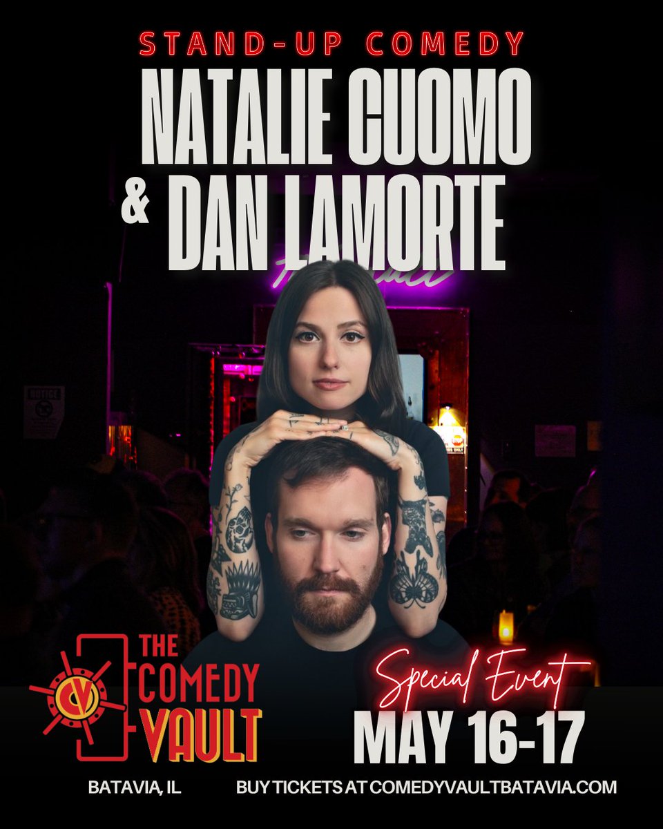 Comedy Vault (@comedy_vault) on Twitter photo <a href="/NatalieCuomo/">Natalie Cuomo</a> and <a href="/DanLaMorte/">Dan LaMorte</a> are heading to The Comedy Vault THIS WEEKEND for 4 hilarious shows.
Don't miss out!
Tickets: comedyvaultbatavia.com/events/100032
#nataliecuomo #danlamorte #livecomedy #chicagoland #comedyvault #comedyclub <a href="/NatalieCuomo/">Natalie Cuomo</a> and <a href="/DanLaMorte/">Dan LaMorte</a> are heading to The Comedy Vault THIS WEEKEND for 4 hilarious shows.
Don't miss out!
Tickets: comedyvaultbatavia.com/events/100032
#nataliecuomo #danlamorte #livecomedy #chicagoland #comedyvault #comedyclub