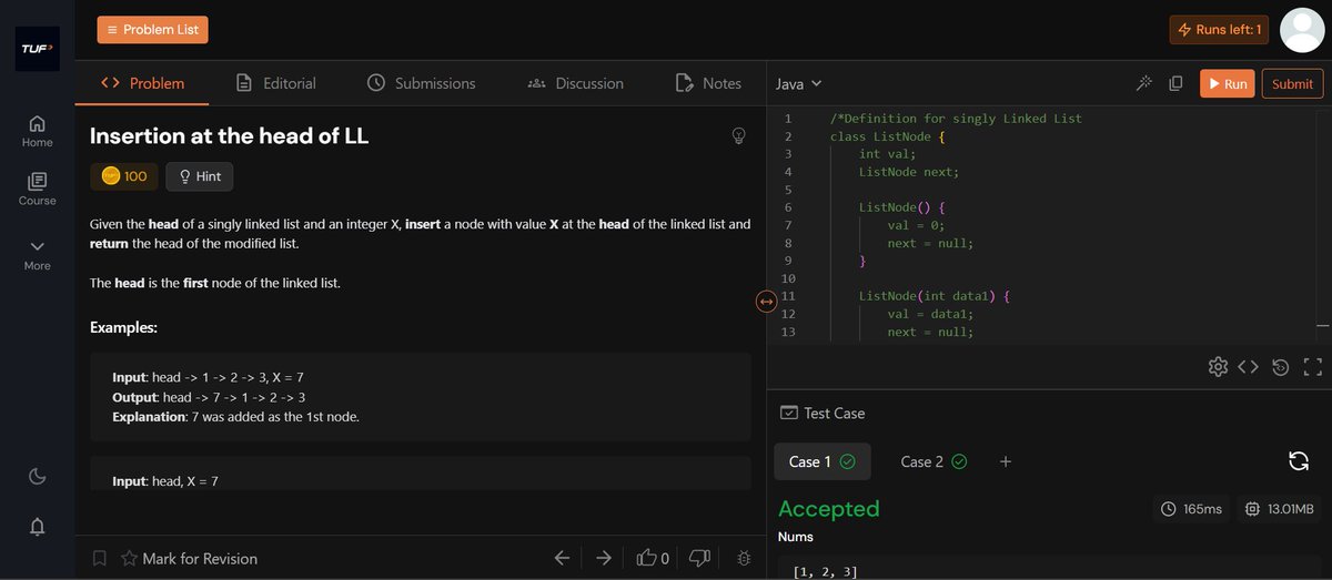 CipherArnav's tweet image. DAY-132 &quot; Insertion at the head of Linked List &quot;