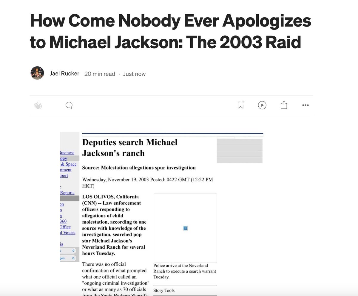 Jael Rucker (@ruckerjael) on Twitter photo How Come Nobody Ever Apologizes To Michael Jackson: 2003 raid
On November 19, 2003, the SPBD surprise raided MJ’s home for the Arvizo investigation and found…nothing. In 2016, <a href="/radar_online/">Radar Online</a> was busted for running a falsified report with doctored images to make it seem like How Come Nobody Ever Apologizes To Michael Jackson: 2003 raid
On November 19, 2003, the SPBD surprise raided MJ’s home for the Arvizo investigation and found…nothing. In 2016, <a href="/radar_online/">Radar Online</a> was busted for running a falsified report with doctored images to make it seem like