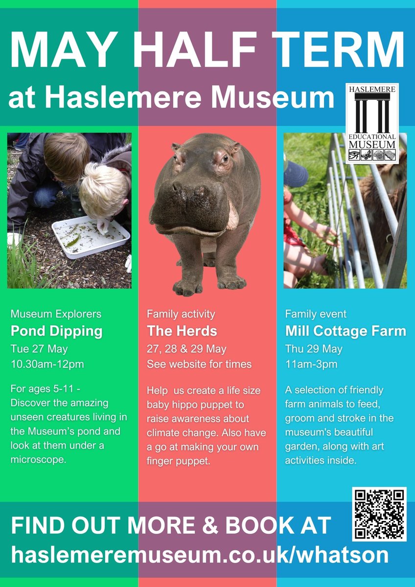 Only 2 weeks until Half term - where does the time go?!
We have some lovely events happening so don't forget to book via our website
haslemeremuseum.co.uk/whatson